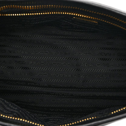 Prada Glossy Calfskin Triangle Medium Bonnie Shoulder Bag Black 5 of 10