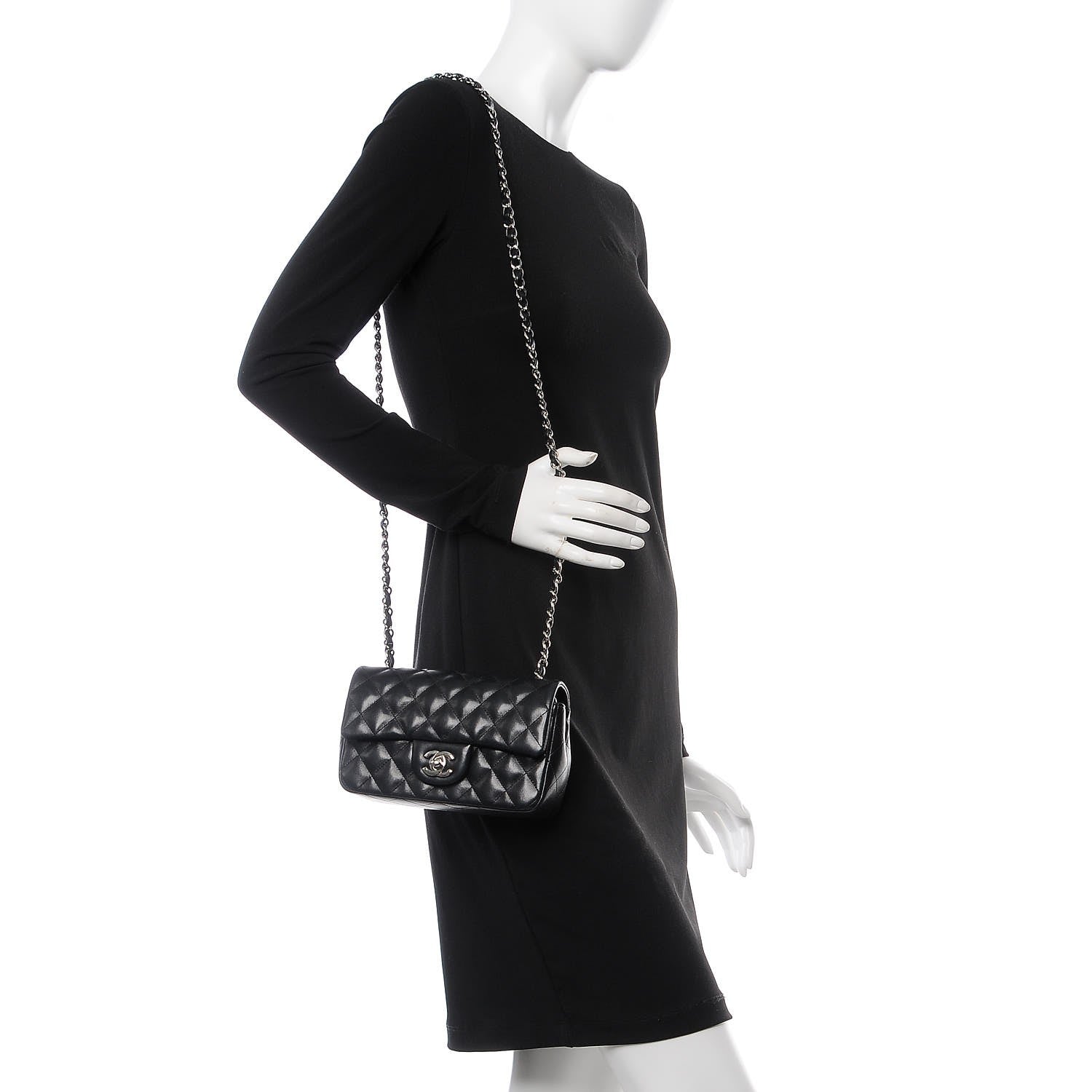 Chanel Lambskin Quilted Mini Rectangular Flap Black 2 of 7