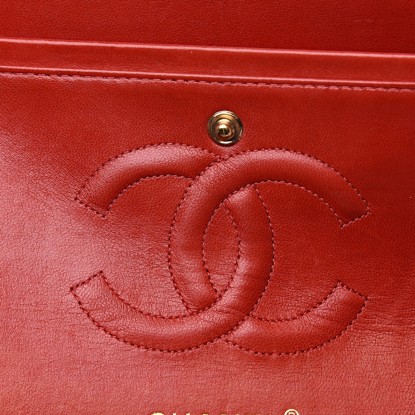 Lambskin Quilted Medium Double Flap Red