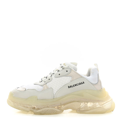 Balenciaga Fabric Mesh Clear Sole Womens Triple S Sneakers 42 White 1 of 9