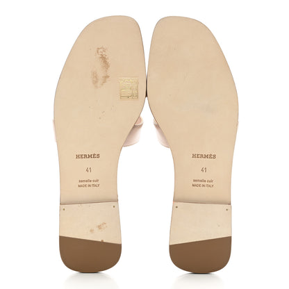 Hermes Box Calfskin Oran Sandals 41 Beige Nude 5 of 11
