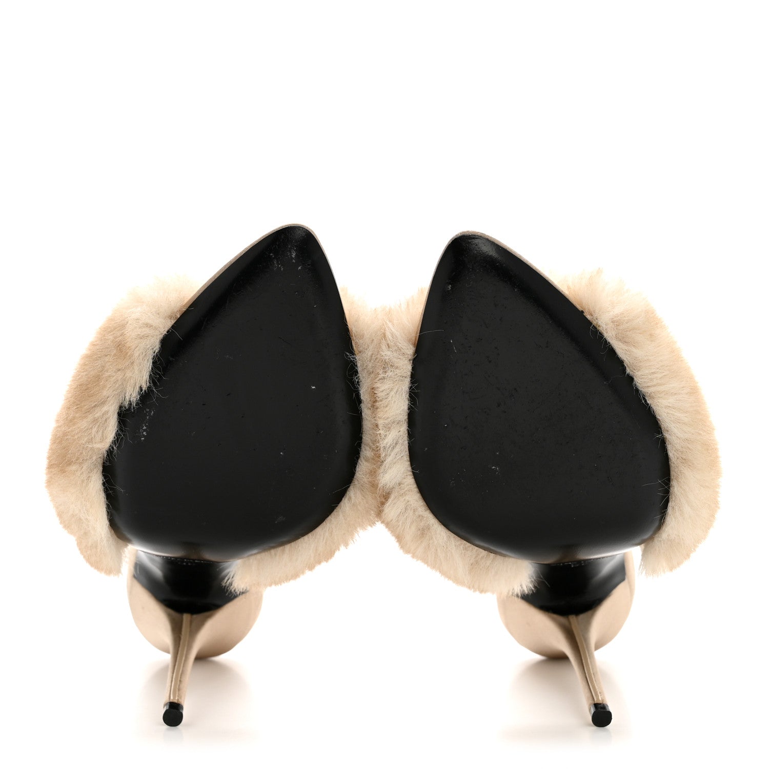 Saint Laurent Faux Fur La 16 Mule Sandals 36 Light Beige 6 of 9