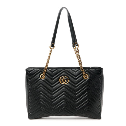 Gucci Vintage Calfskin Matelasse Medium GG Marmont Slim Tote Black 1 of 11