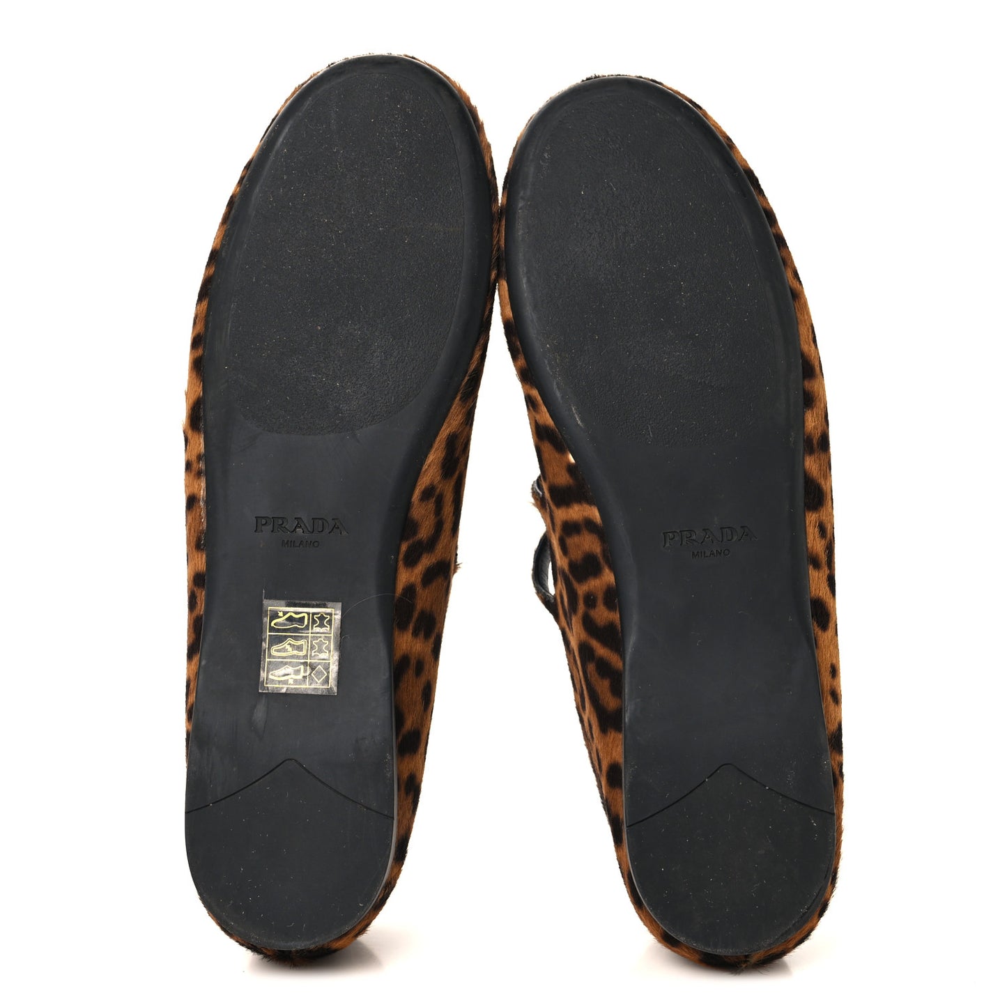 Calf Hair Leopard Print Ballerina Flats 36.5 Honey