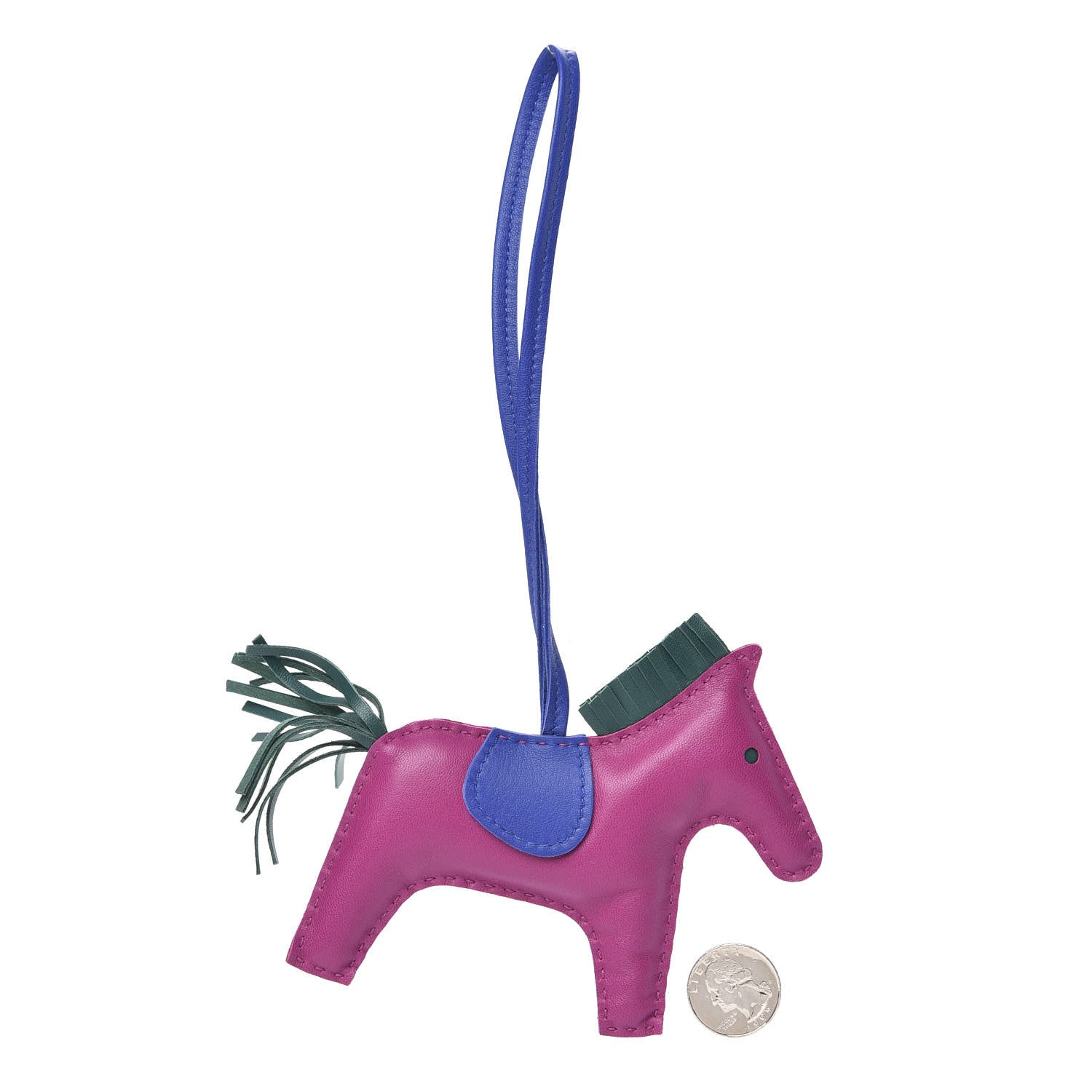 Hermes Milo Lambskin Grigri Rodeo Horse Bag Charm MM Rose Pourpre Malachite Bleu Electrique 2 of 4