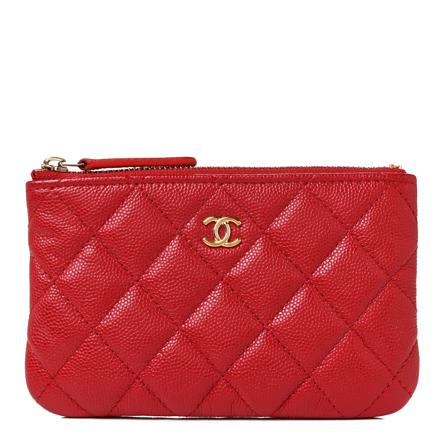 Caviar Quilted Small Cosmetic Case Red