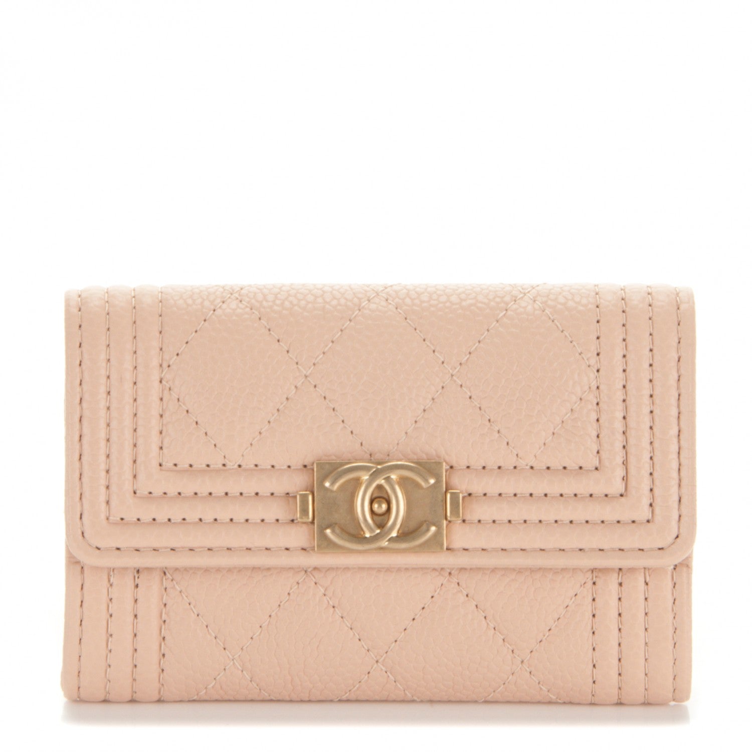 Chanel Caviar Quilted Boy Card Holder Wallet Beige Clair 1 of 8