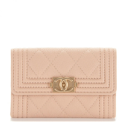 Chanel Caviar Quilted Boy Card Holder Wallet Beige Clair 1 of 8