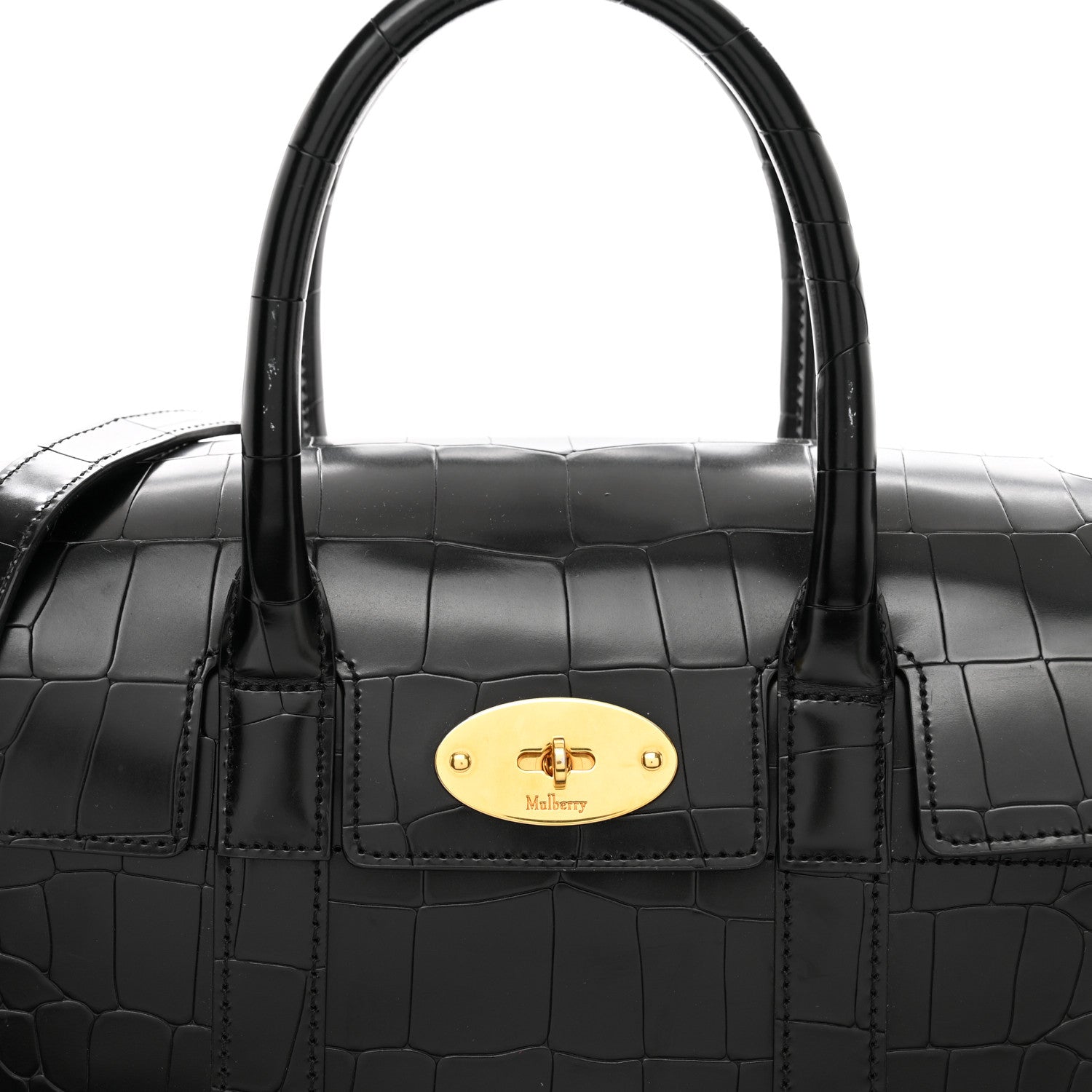 Mulberry Crocodile Embossed Calfskin Bayswater Black 5 of 13