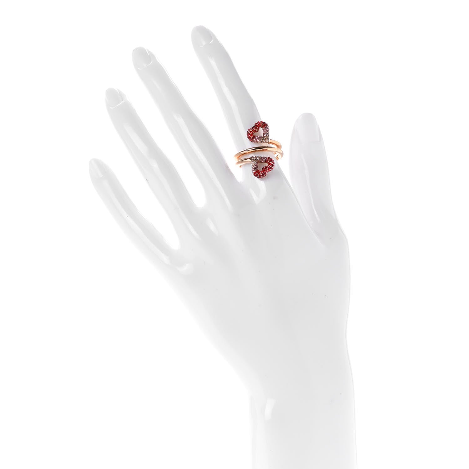 Louis Vuitton Swarovski LV and V Heart Strass Ring M Rose Gold 2 of 5