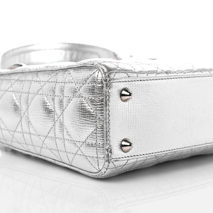 Christian Dior Metallic Grained Calfskin Cannage Small Lucky Badges My Lady Dior Silver 8 of 10
