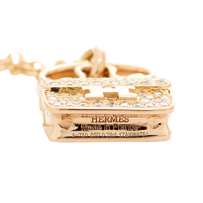 Hermes 18K Rose Gold Diamond Constance Amulette Pendant Necklace 5 of 6