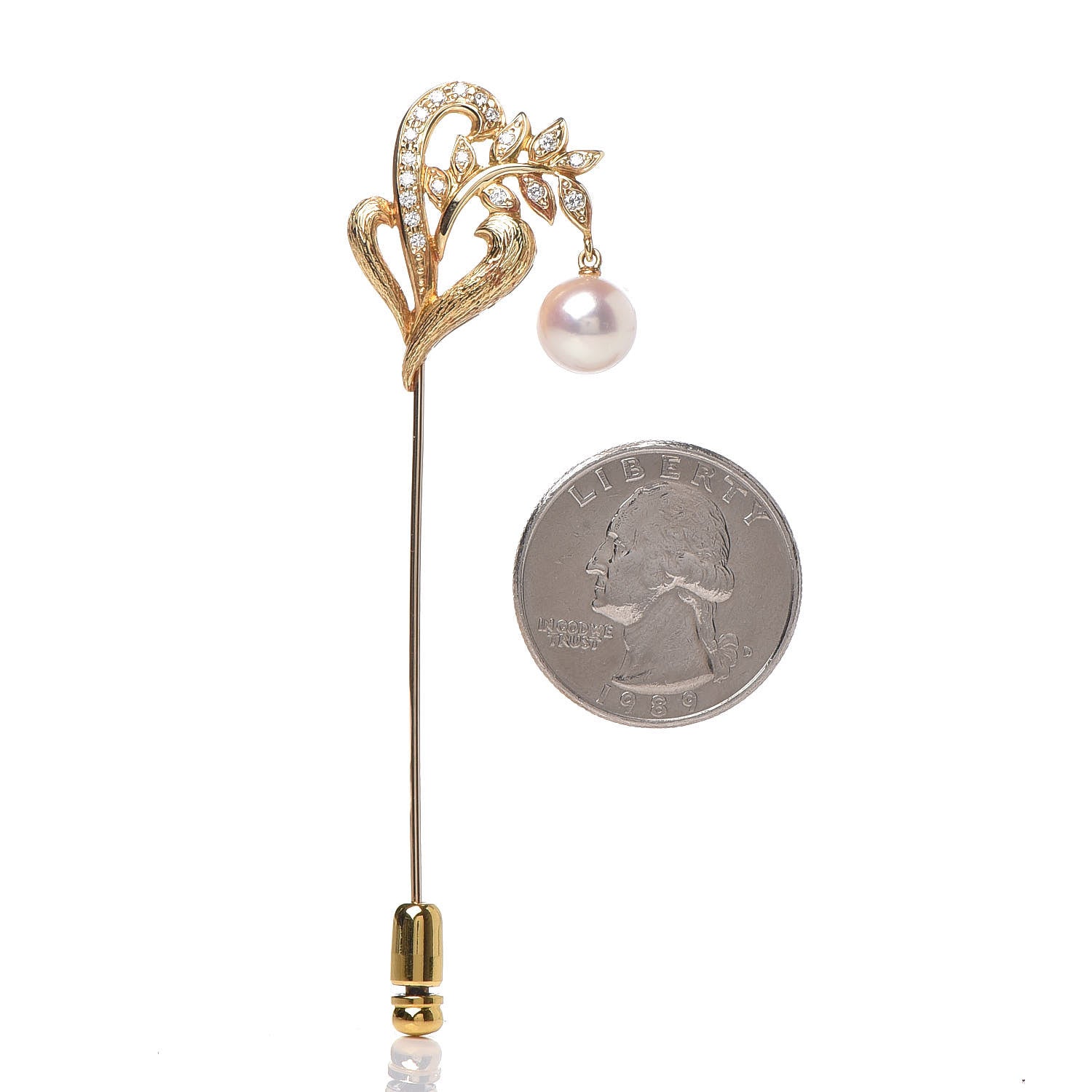 Mikimoto 18K Yellow Gold Pearl Brooch 2 of 5