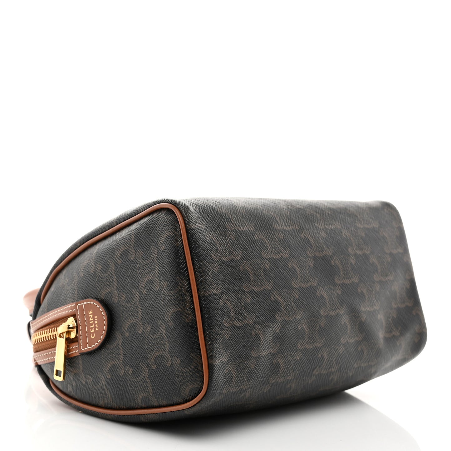 Triomphe Canvas Calfskin Small Boston Bag Tan