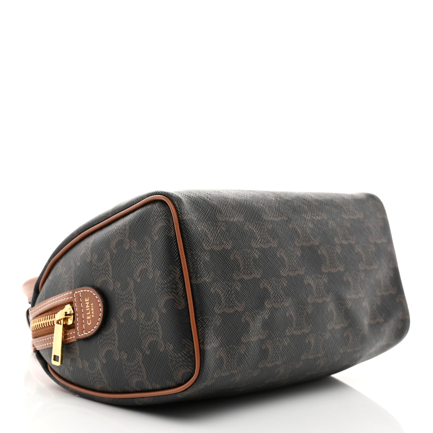 Celine Triomphe Canvas Calfskin Small Boston Bag Tan 4 of 10