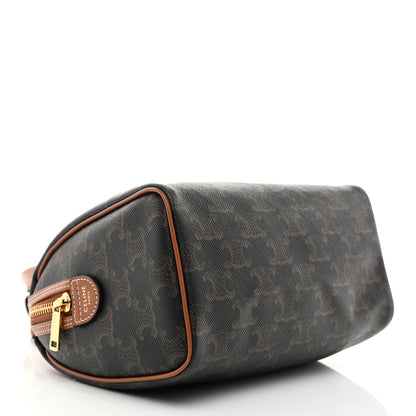 Celine Triomphe Canvas Calfskin Small Boston Bag Tan 4 of 10