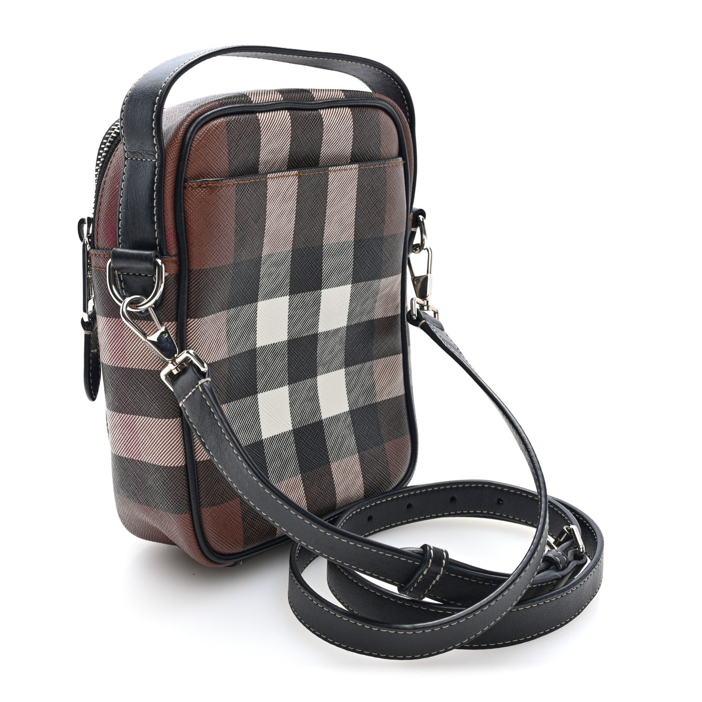 House Check Canvas Calfskin Wyatt Crossbody Dark Birch Brown