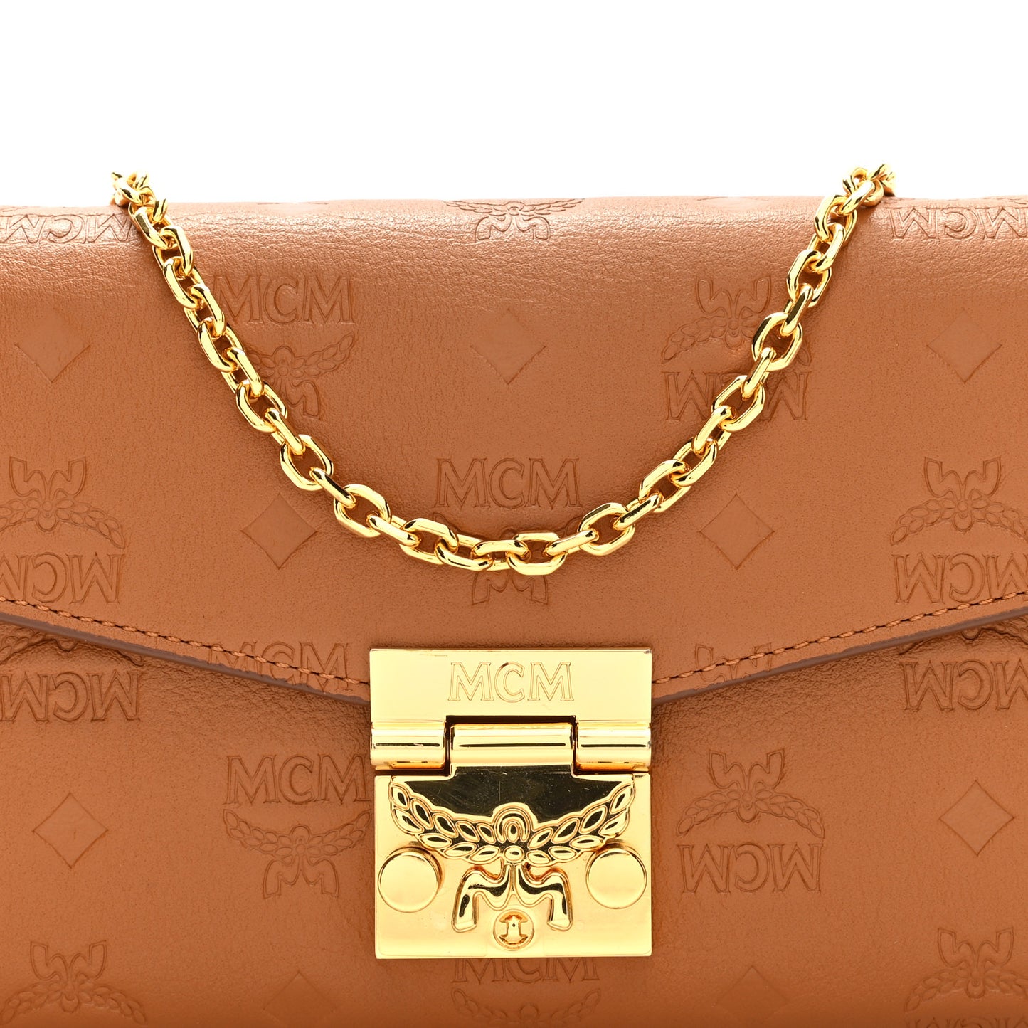 Calfskin Ottomar Large Patricia Wallet On Chain Cognac