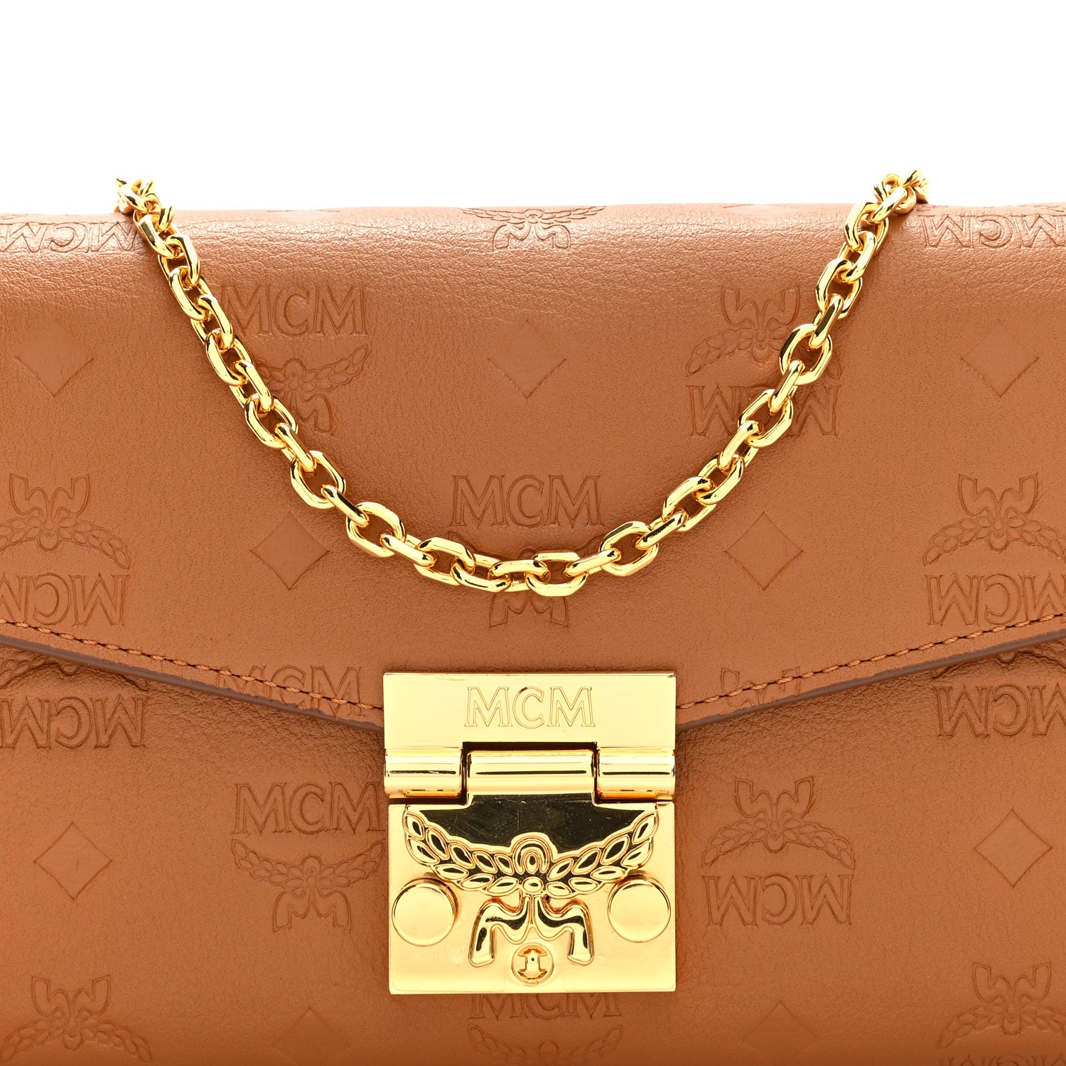 MCM Calfskin Ottomar Large Patricia Wallet On Chain Cognac 7 of 9