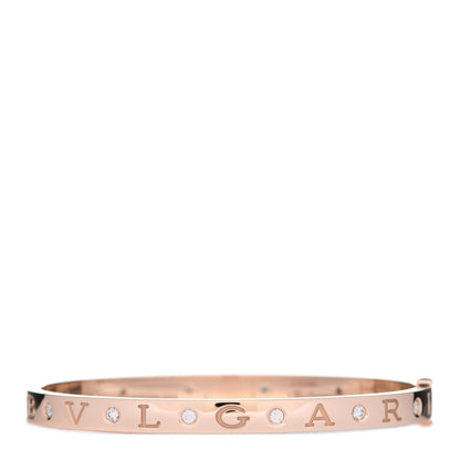 Bulgari 18K Rose Gold 12 Diamond B.Zero1 Essential Bangle Bracelet M 1 of 5