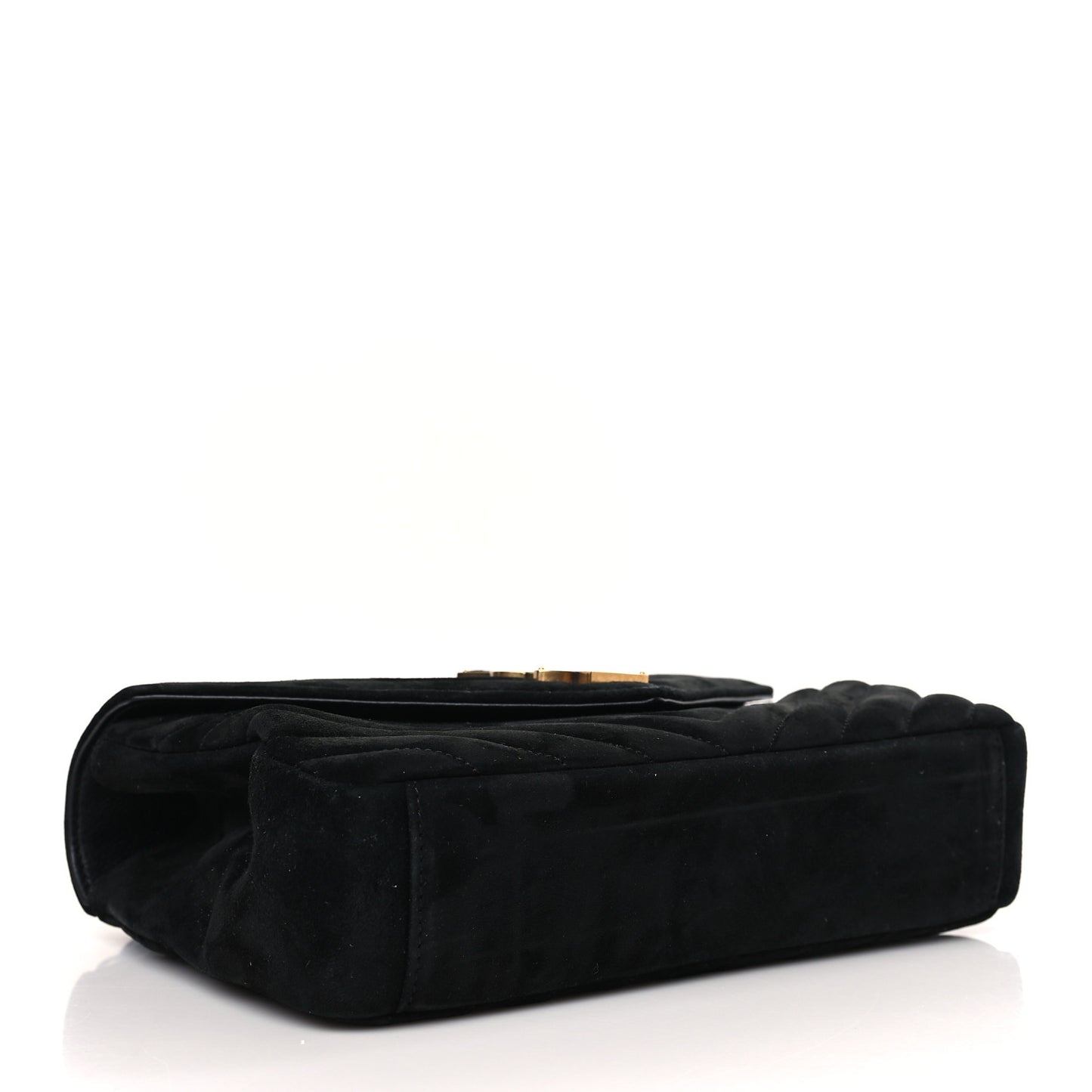 Suede Matelasse Chevron Monogram Medium College Bag Black