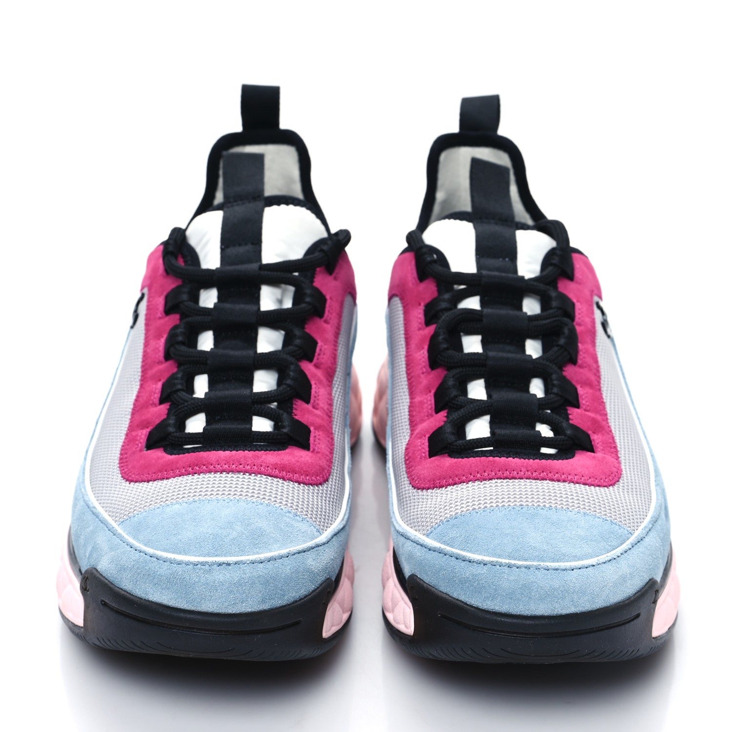 Chanel Fabric Suede CC Sneakers 40.5 Blue Beige Pink 2 of 8