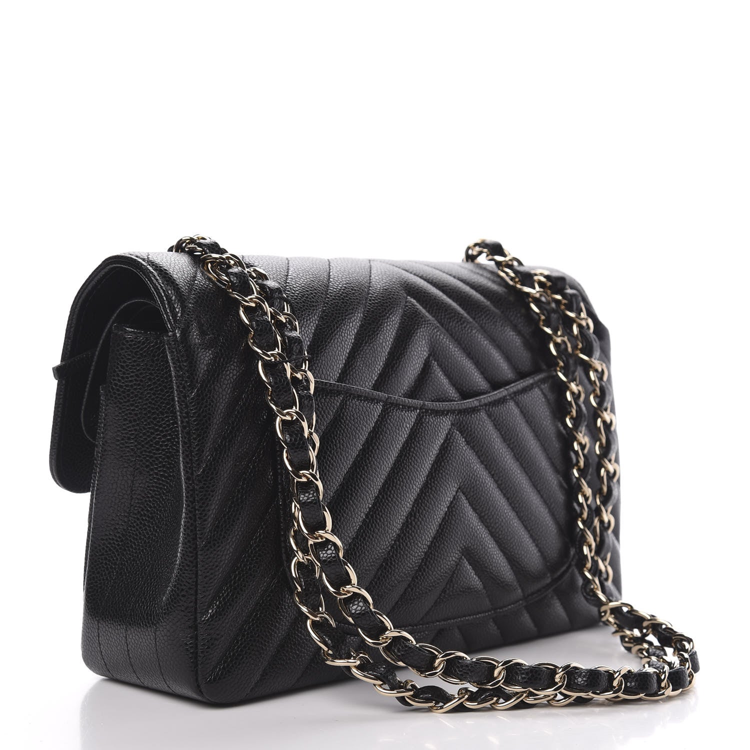 Chanel Caviar Chevron Quilted Small Double Flap Black 3 of 11