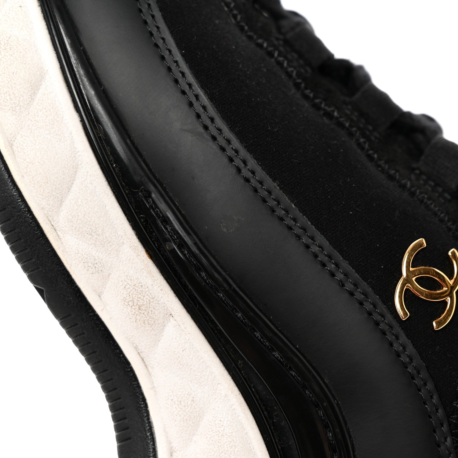 Chanel Velvet Calfskin Mixed Fibers CC Sneakers 37 Black 10 of 16