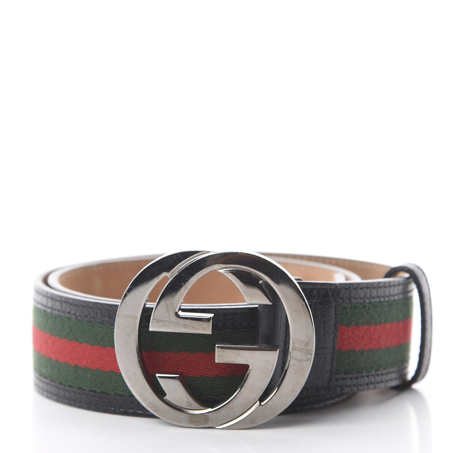 Gucci Calfskin Web Interlocking G Belt 75 30 Black 3 of 6