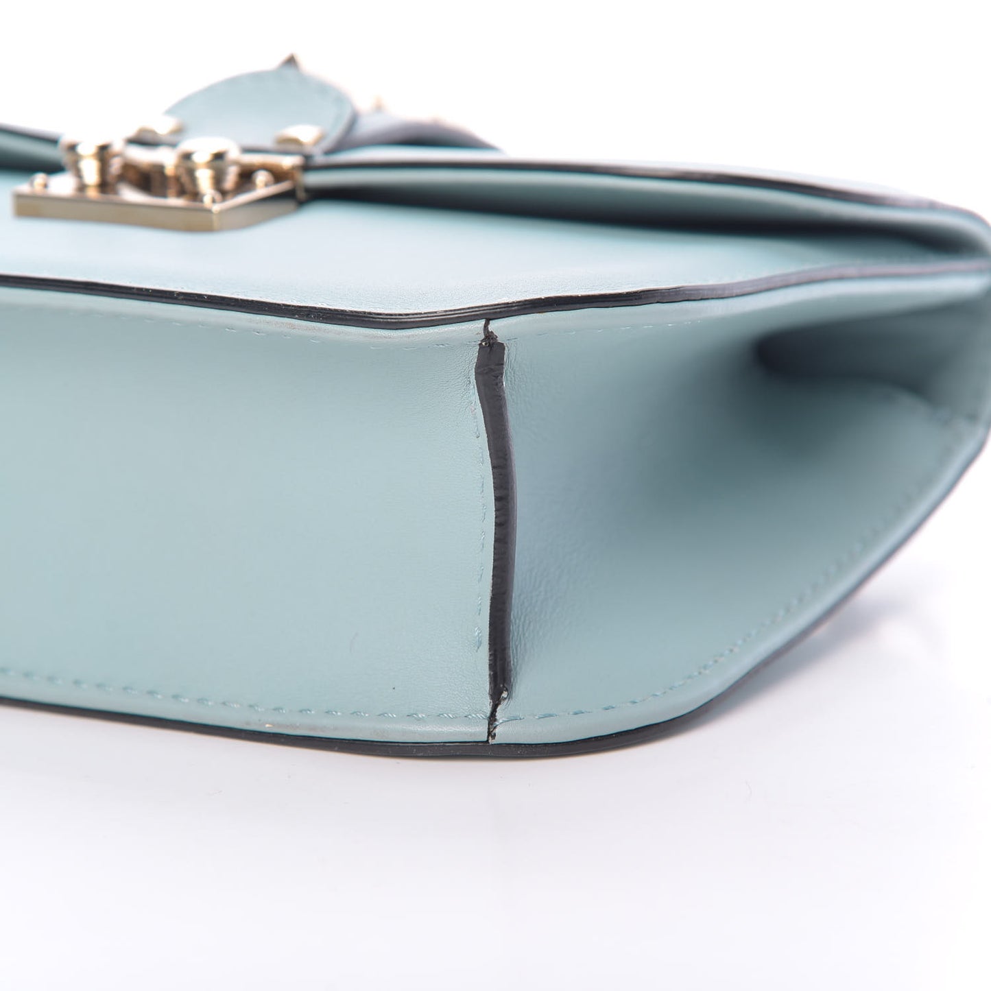 Vitello Small Glam Lock Rockstud Flap Sky Sorbet