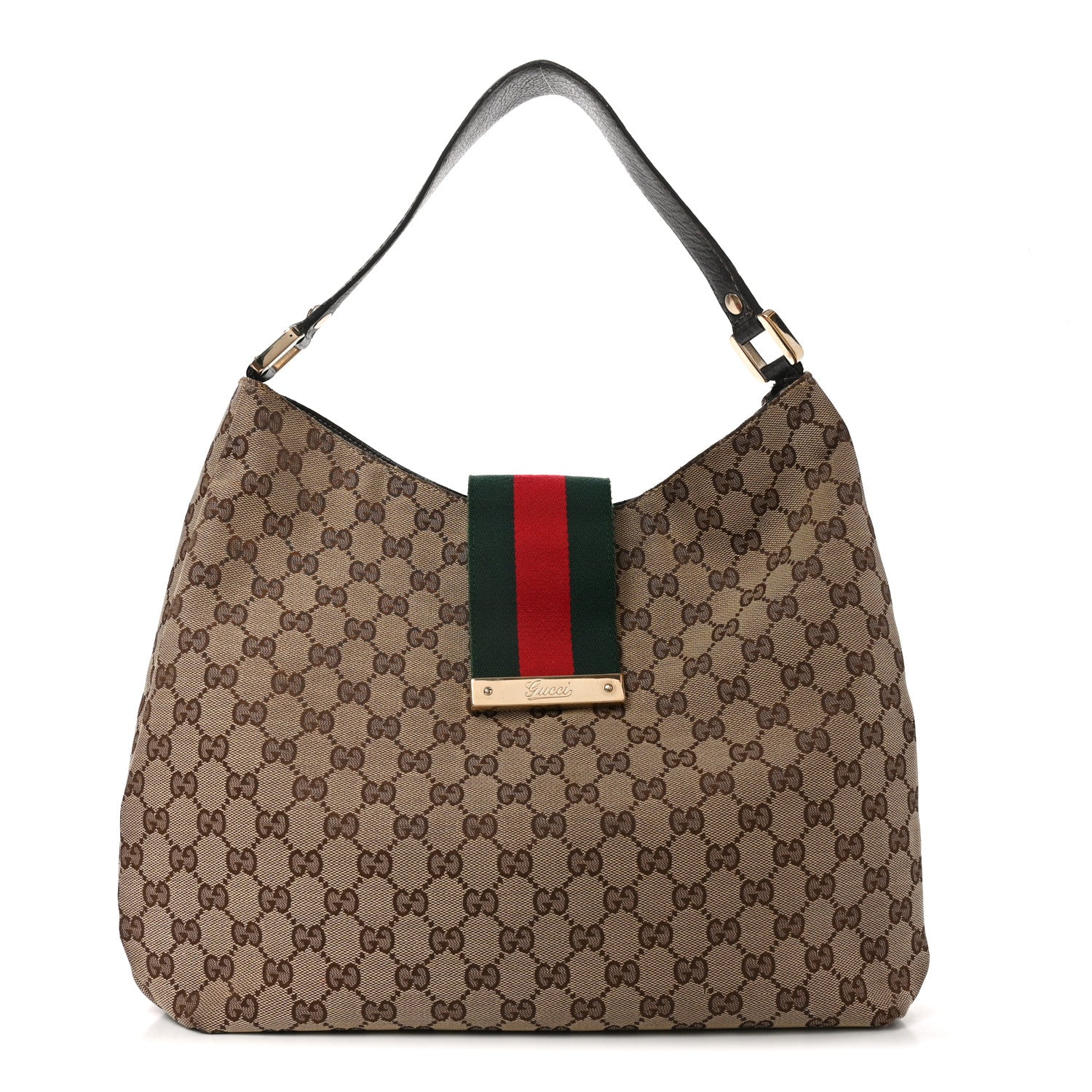 Gucci Monogram Large New Ladies Web Hobo Dark Brown 1 of 10