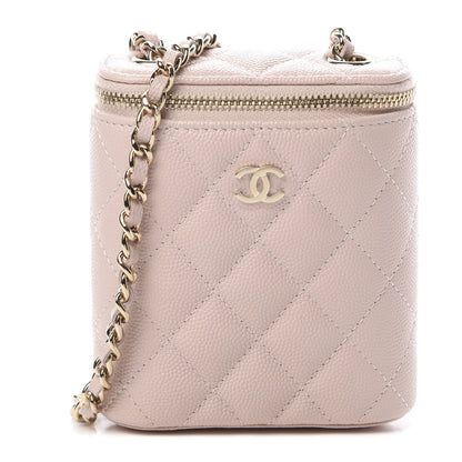 Chanel Caviar Quilted Small Vertical Coco Beauty Vanity Case With Chain Light Pink 1 of 12