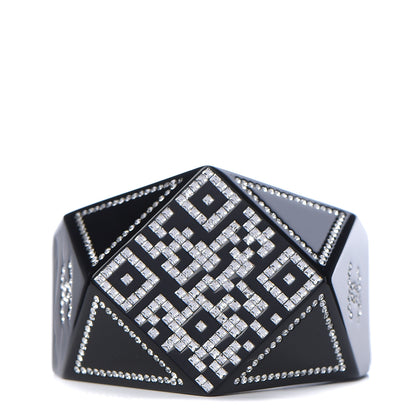 Chanel Resin Crystal CC Cuff Bracelet Black Silver 1 of 4