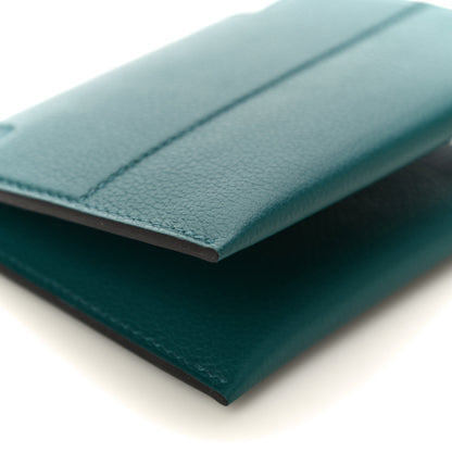 Hermes Allegretto Chevre Mysore H'Sport Open Vertical Card Holder Vert Bosphore 9 of 10