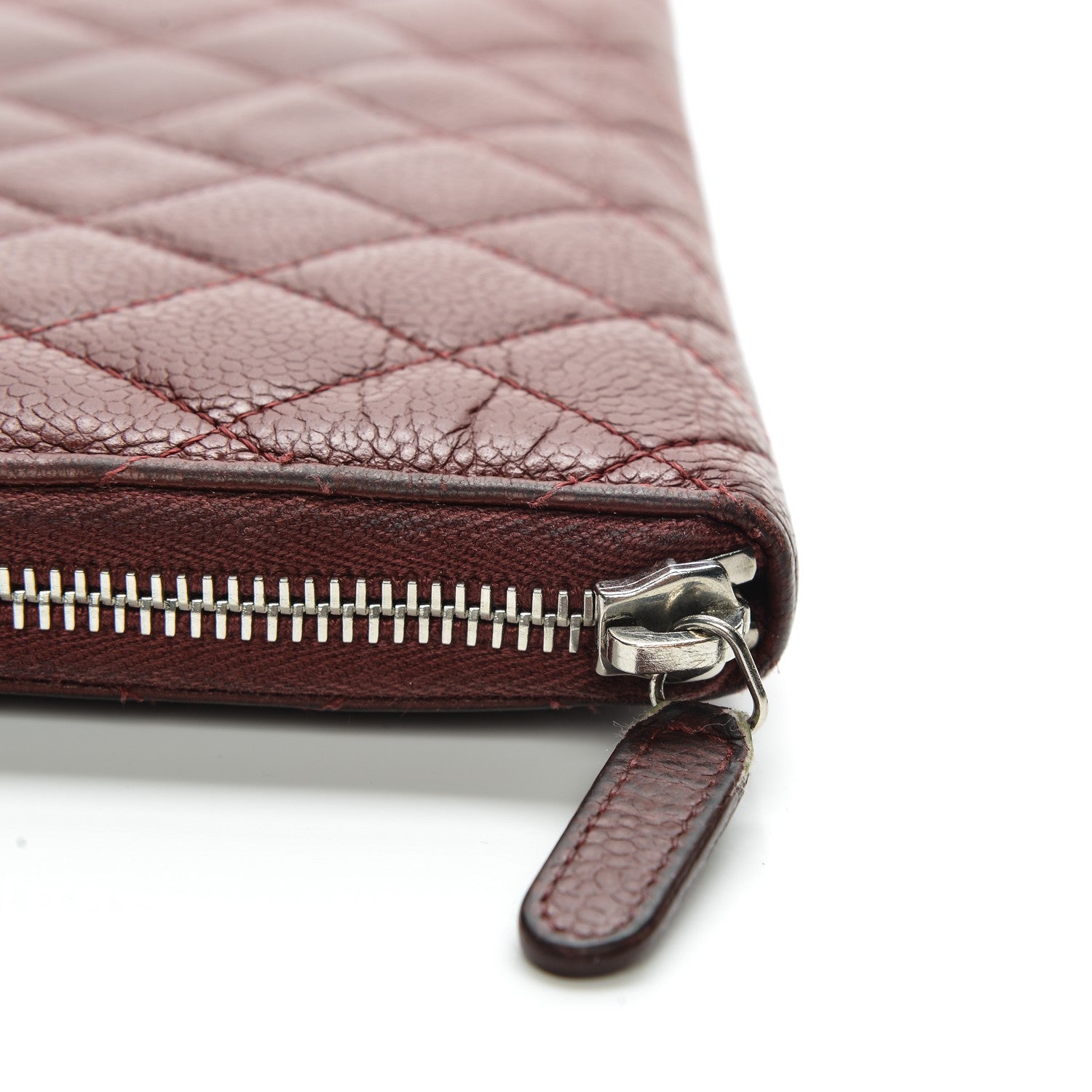 Chanel Caviar Quilted Large Zip Around Organizer Wallet Dark Red 11 of 13