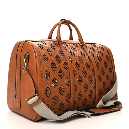 Gucci Calfskin Cut Out GG Embossed Medium Duffle Bag Harness Brown 2 of 11