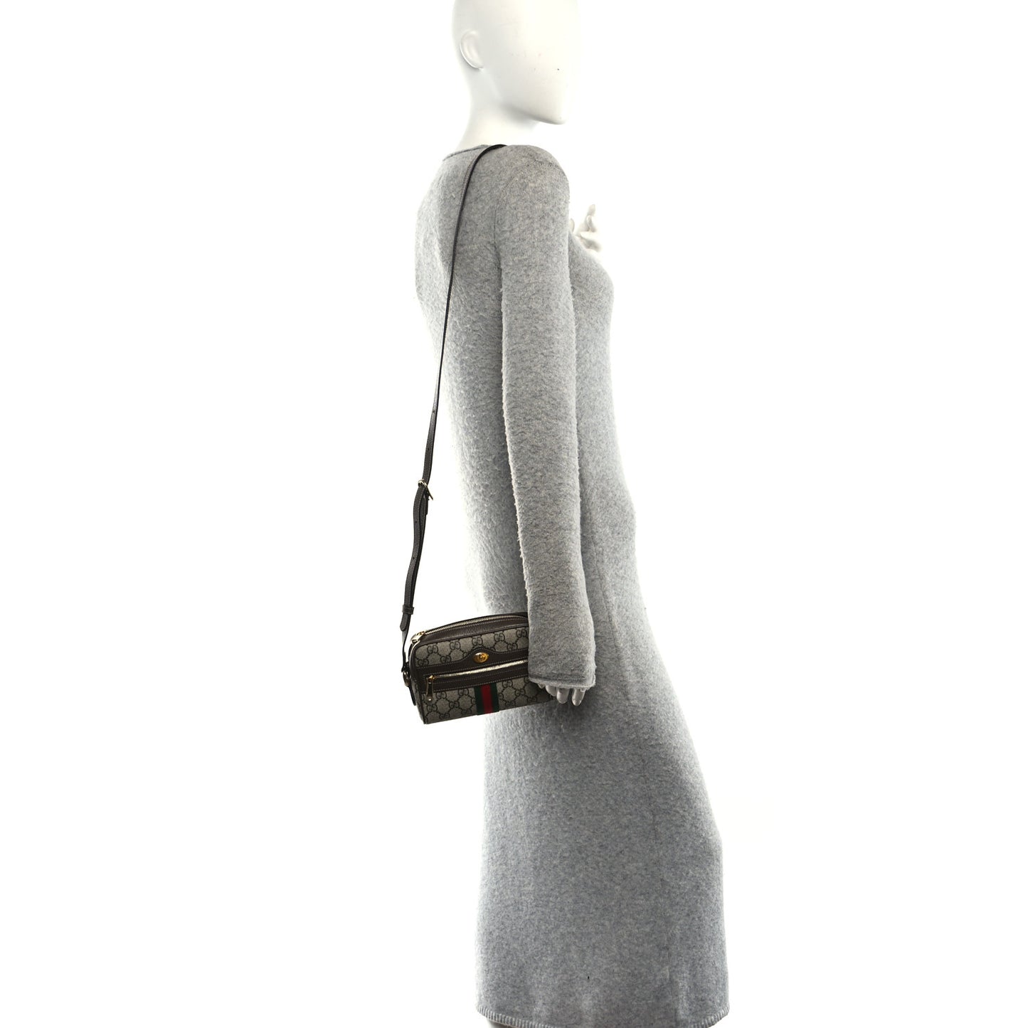 GG Supreme Monogram Web Mini Ophidia Shoulder Bag Brown