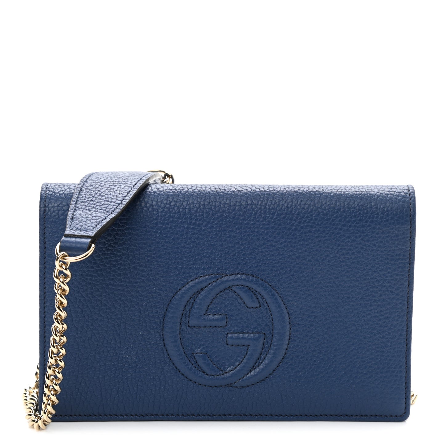 Pebbled Calfskin Soho Wallet on Chain Caspian