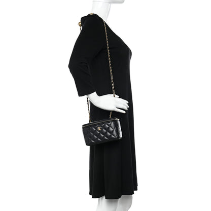 Chanel Lambskin Quilted Pearl Crush Small Vanity Case With Chain Black 2 of 10