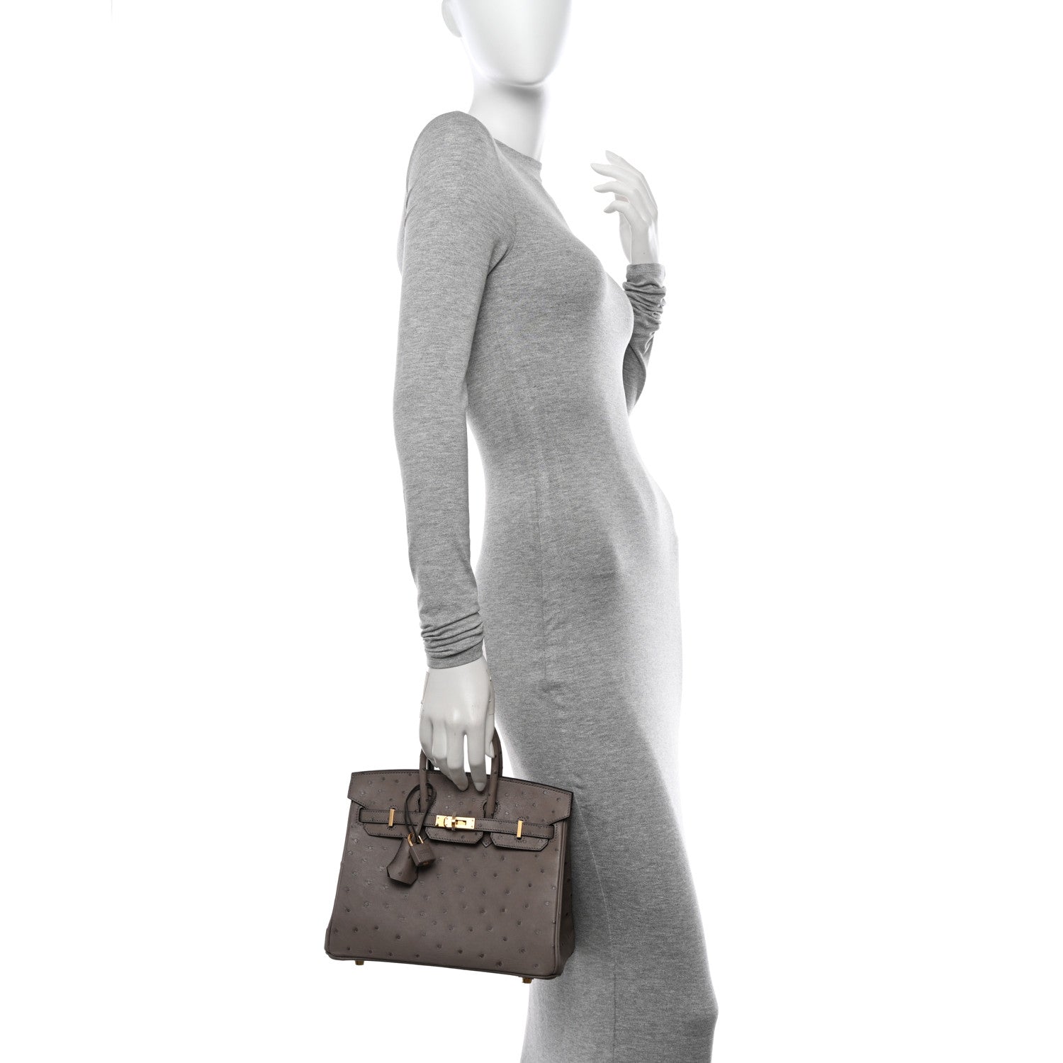 Hermes Ostrich Birkin 25 Gris Tourterelle 2 of 13