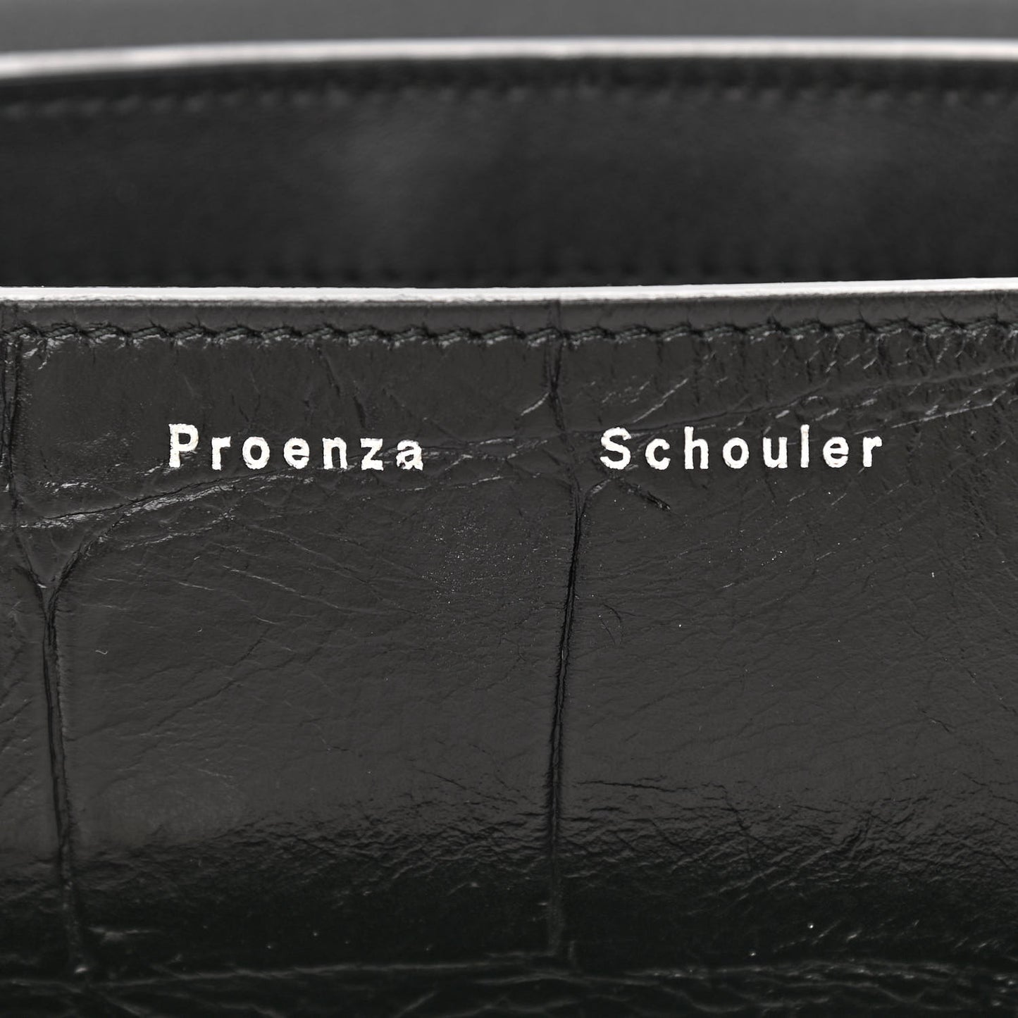 Calfskin Crocodile Embossed PS11 Tiny Shoulder Bag Black