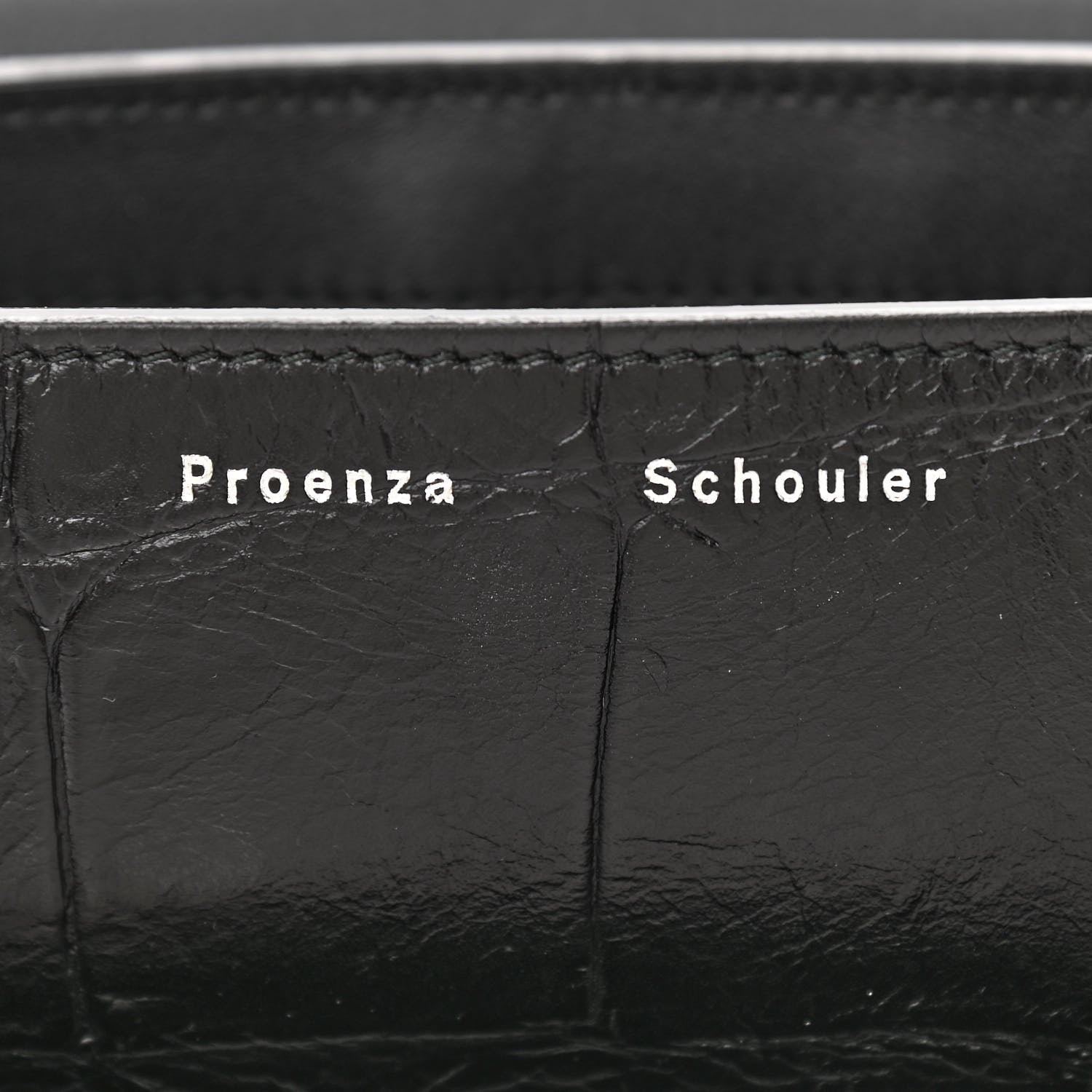 Proenza Schouler Calfskin Crocodile Embossed PS11 Tiny Shoulder Bag Black 7 of 12