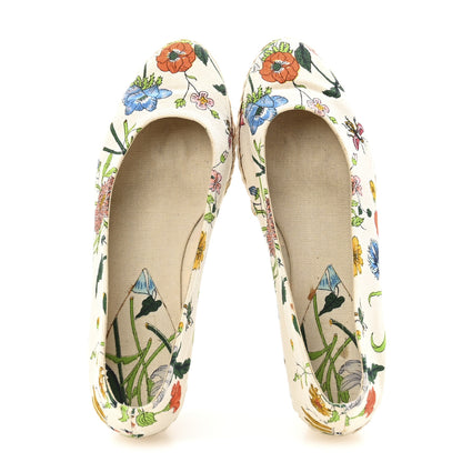 Gucci Canvas Flora Print Espadrilles Short Wedges 37 White Multicolor 2 of 9