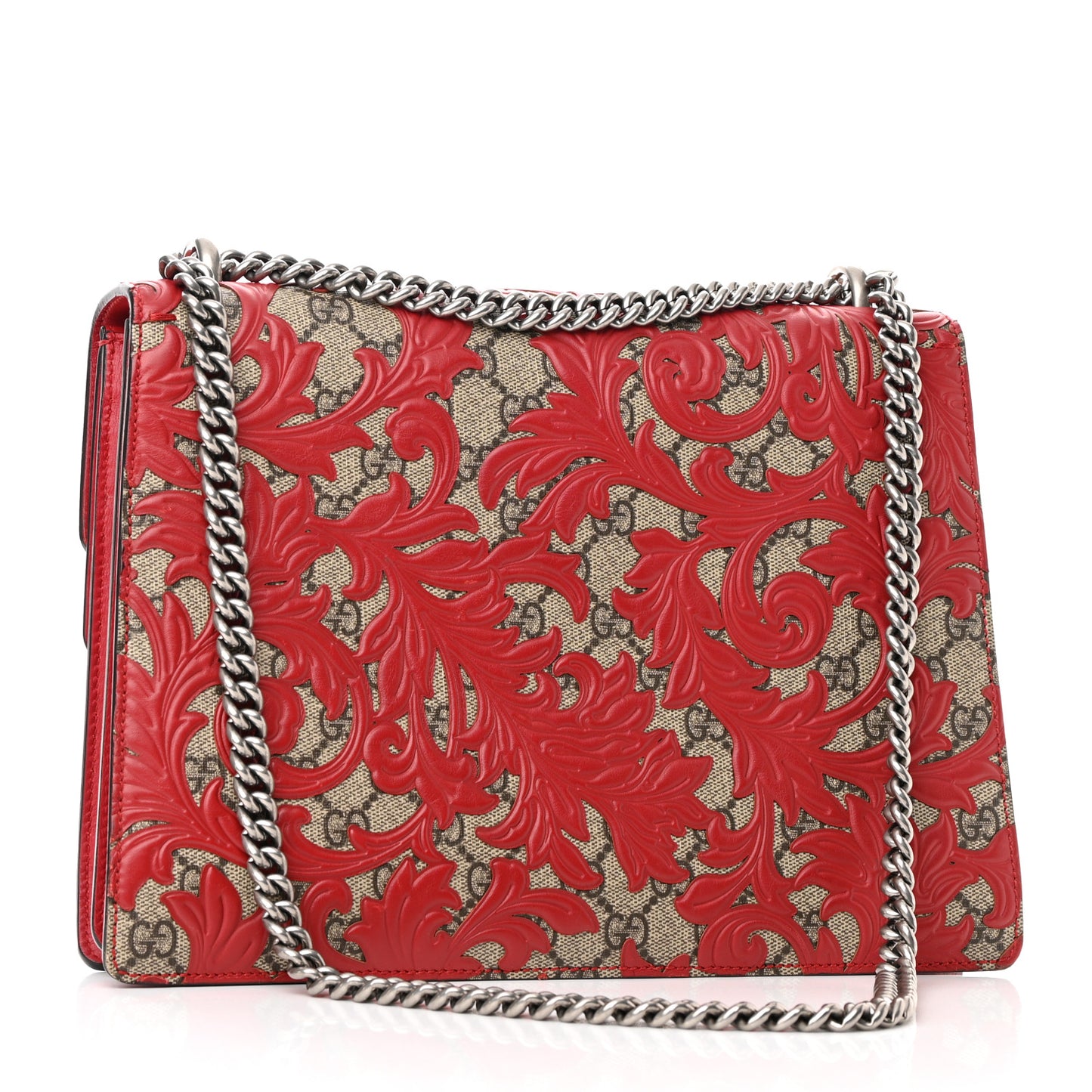 GG Supreme Monogram Arabesque Medium Dionysus Shoulder Bag Hibiscus Red