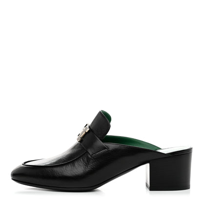 Hermes Goatskin Paradis Mules 38.5 Black 1 of 9
