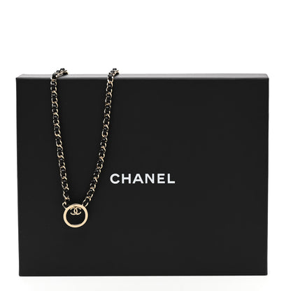 Chanel Metal Lambskin CC Round Long Necklace Gold Black 3 of 5