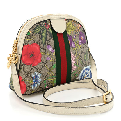Gucci GG Supreme Monogram Flora Web GG Small Ophidia Dome Shoulder Bag White 3 of 16