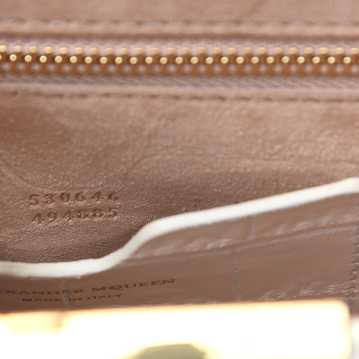 Calfskin Crocodile Embossed Knuckle Flat Clutch Ivory