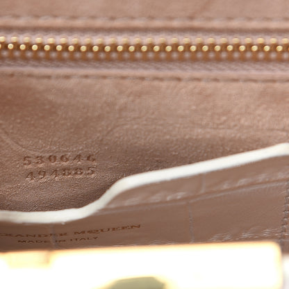 Alexander McQueen Calfskin Crocodile Embossed Knuckle Flat Clutch Ivory 6 of 10