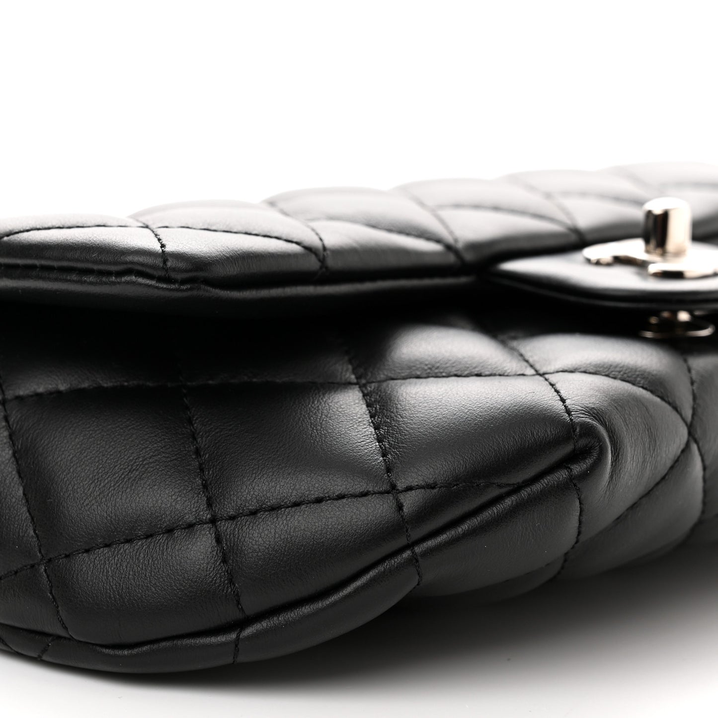 Calfskin Quilted CC Uniform Flap Belt Bag Black